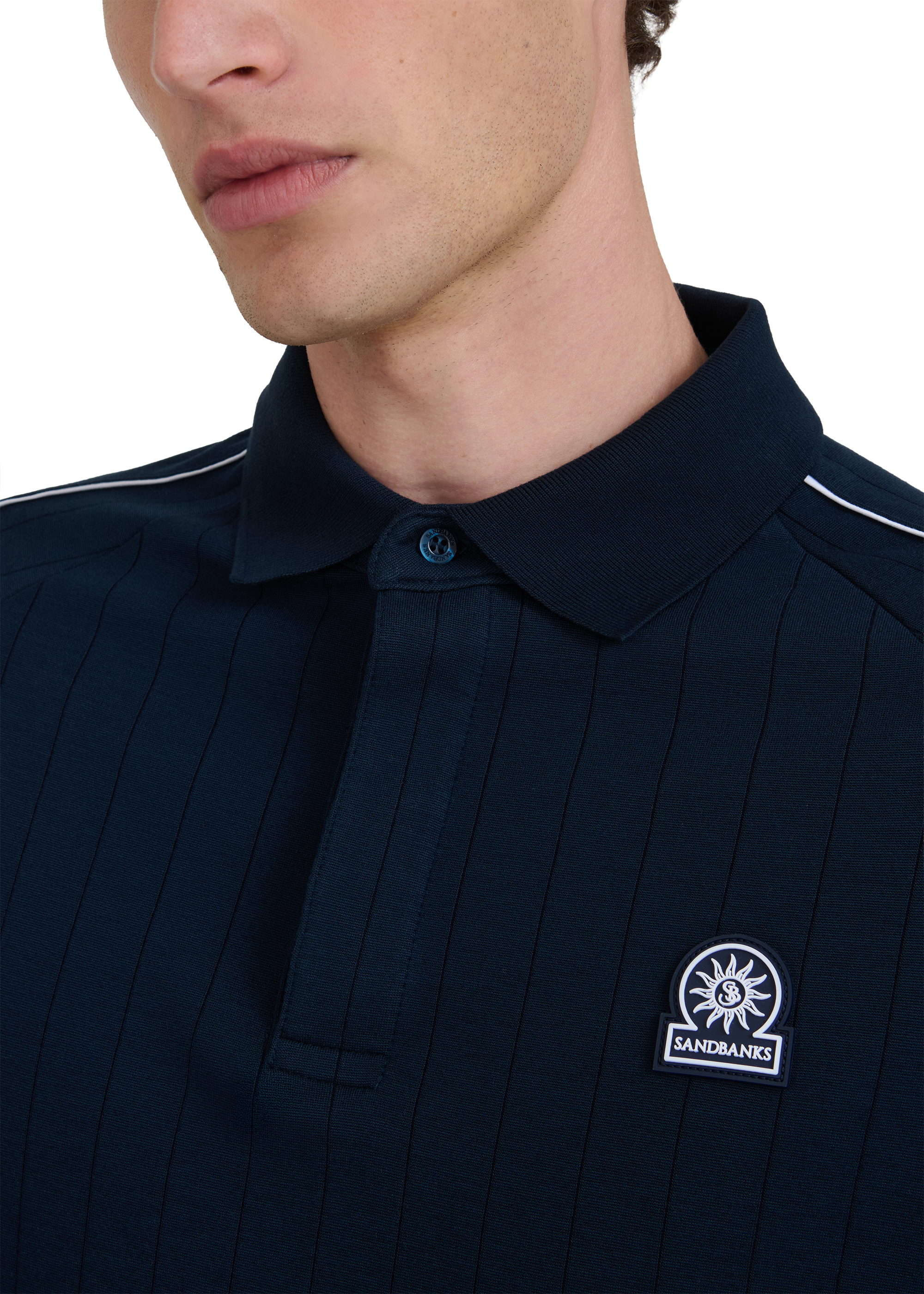 Raglan Panel Piped Polo - Navy