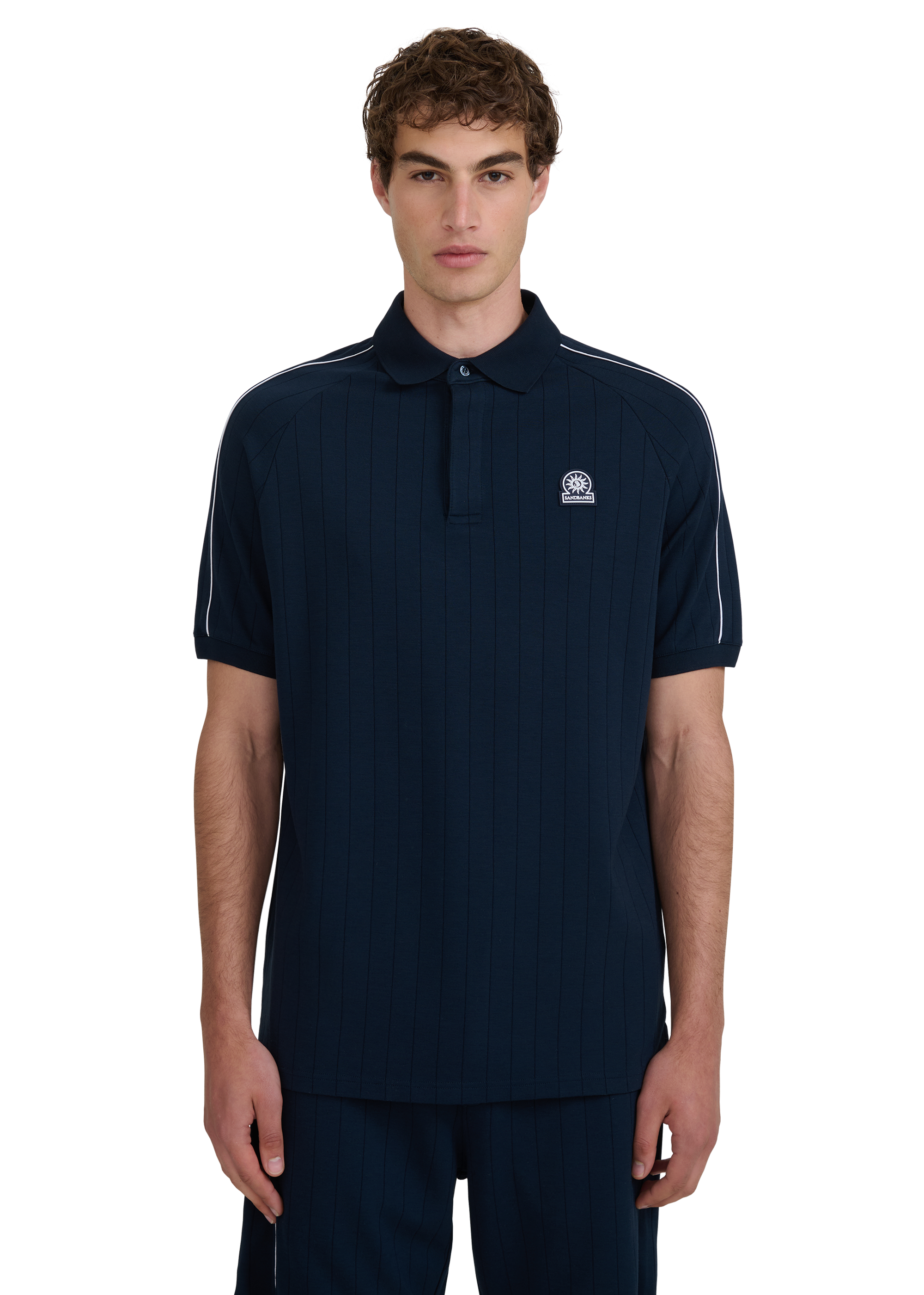 Raglan Panel Piped Polo - Navy