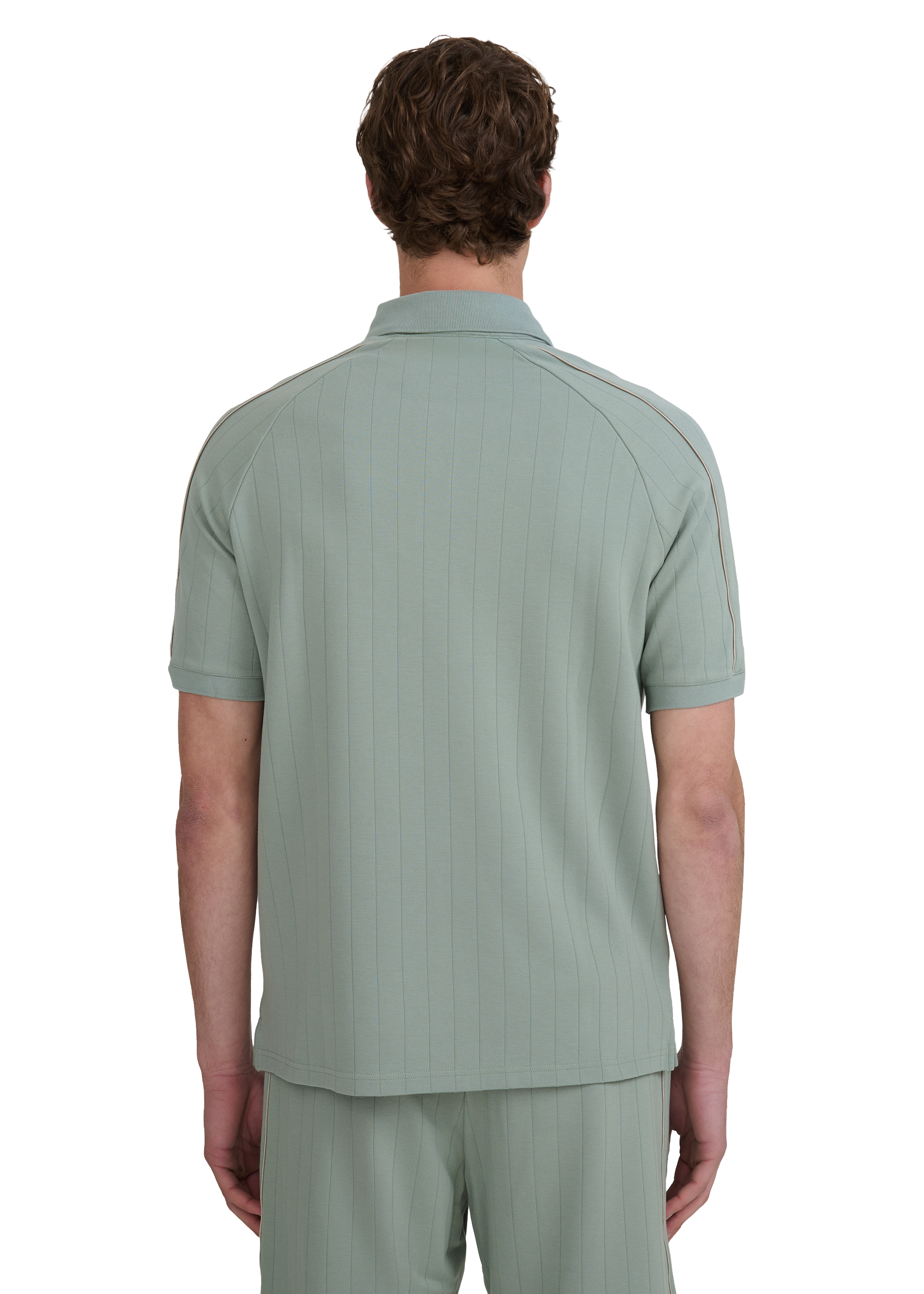 Raglan Panel Piped Polo Shirt - Sage