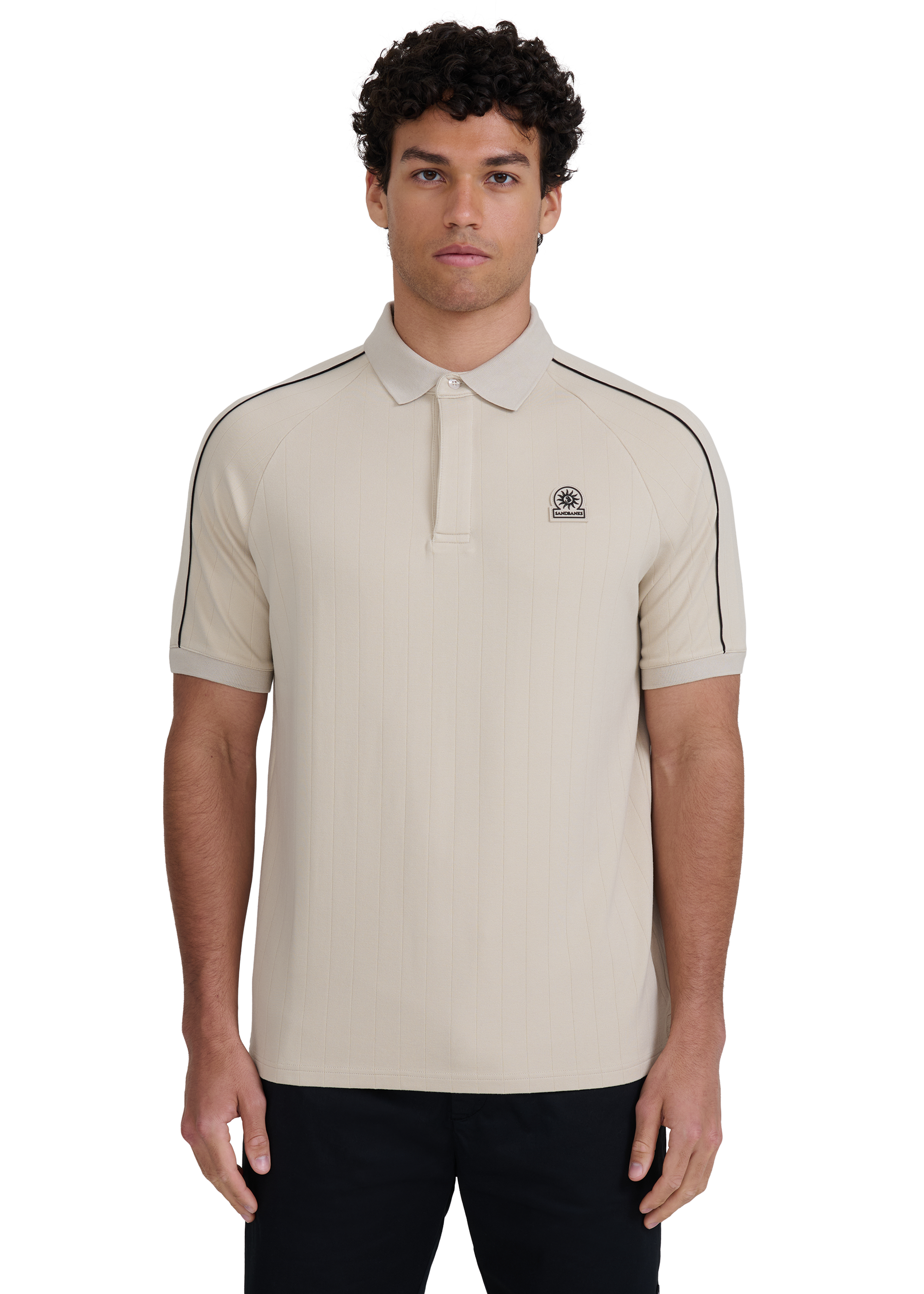 Raglan Panel Piped Polo - Stone