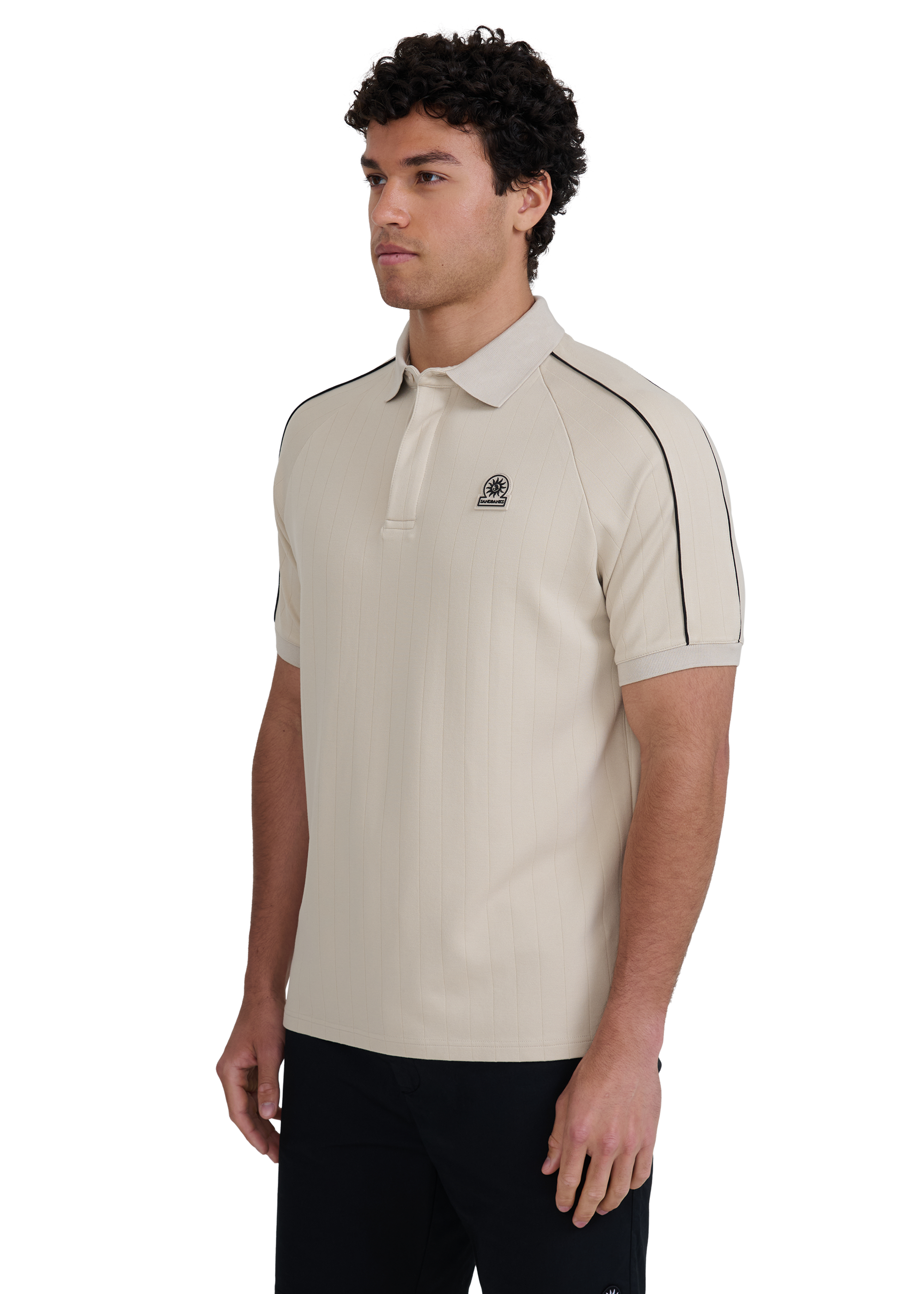 Raglan Panel Piped Polo - Stone