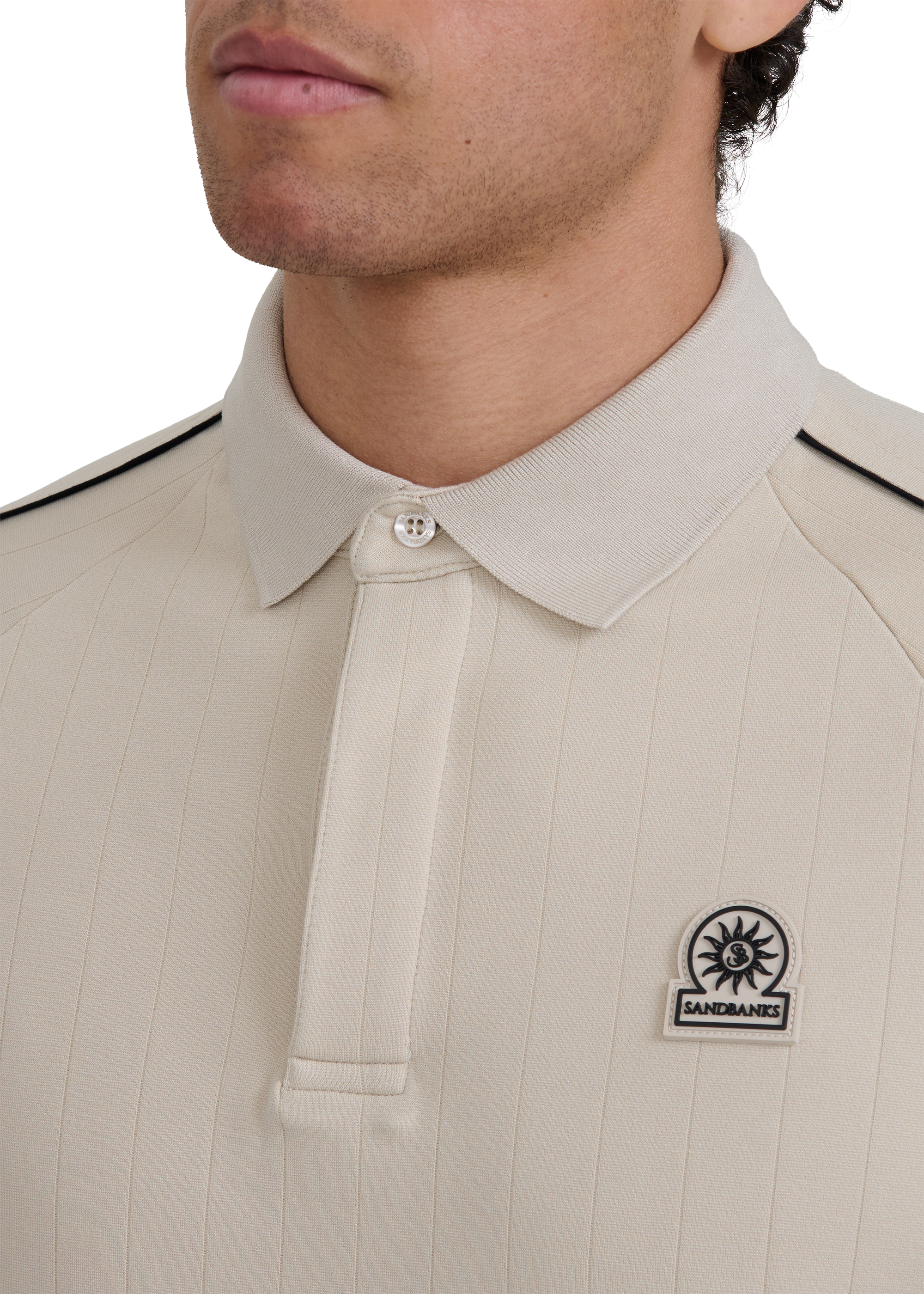 Raglan Panel Piped Polo - Stone