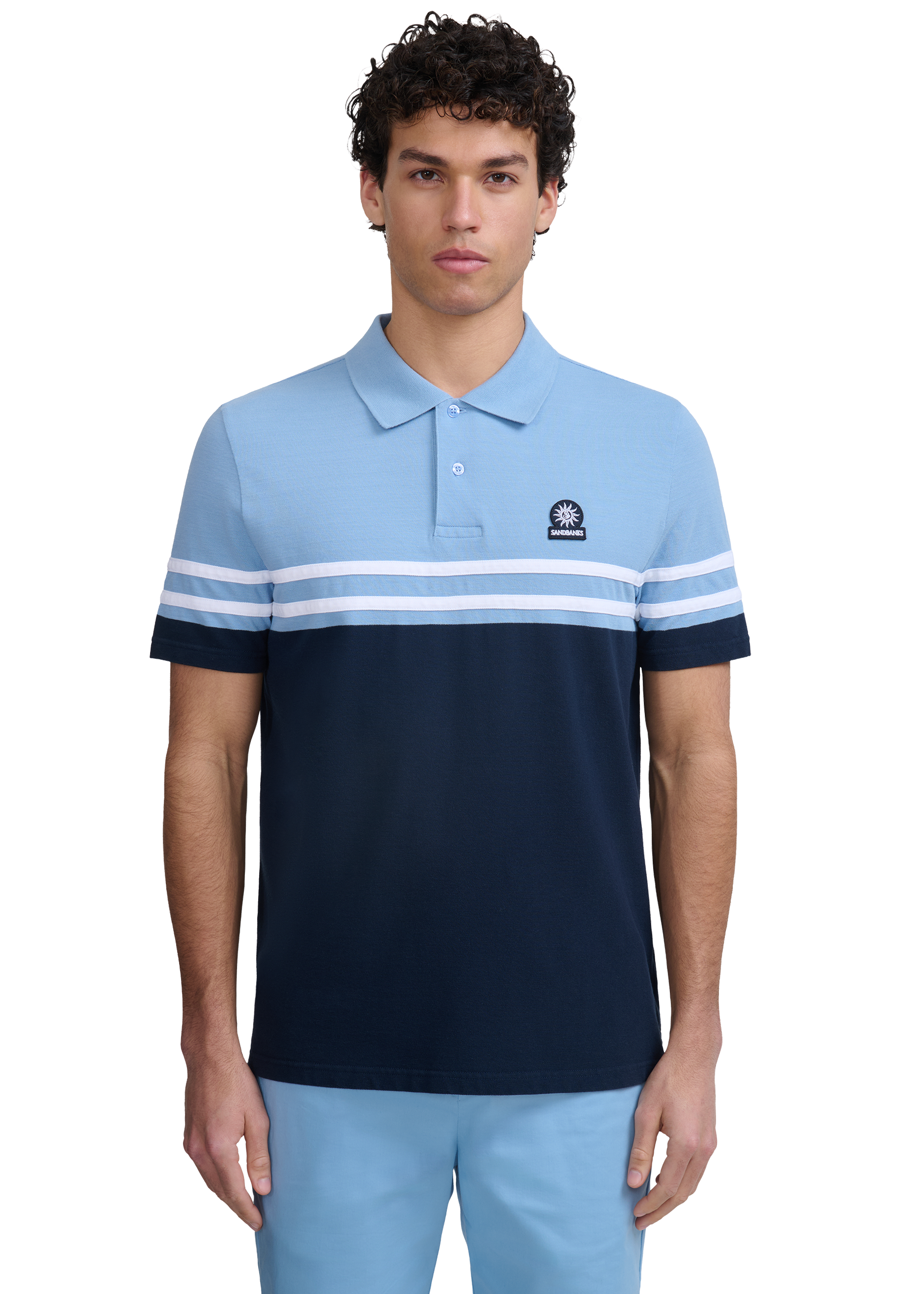 Contrast Stripe Appliqué Polo Shirt - Navy