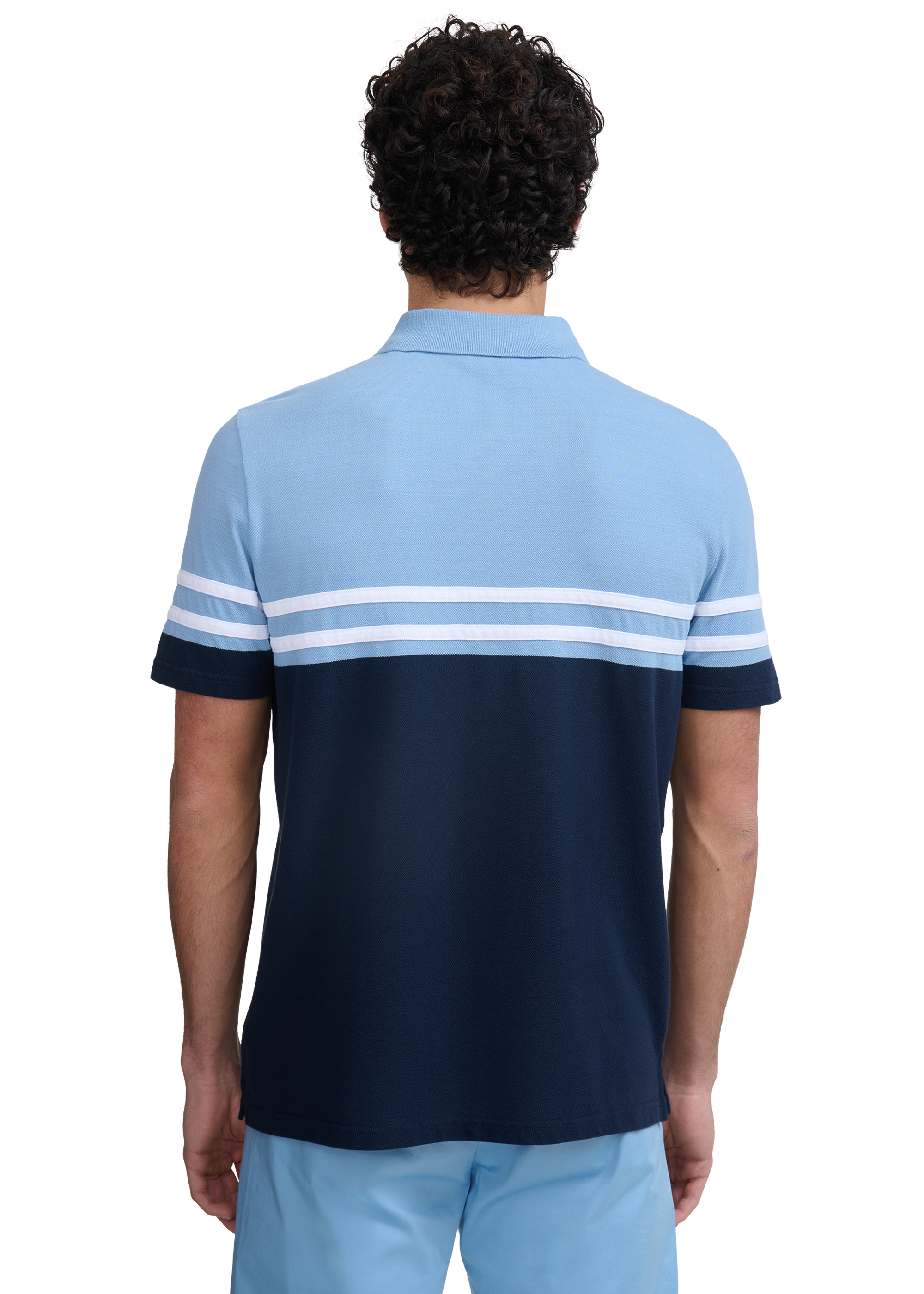 Contrast Stripe Appliqué Polo Shirt - Navy