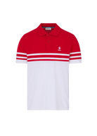 Contrast Stripe Appliqué Polo Shirt - Red