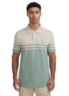 Contrast Stripe Appliqué Polo Shirt - Sage