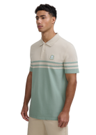 Contrast Stripe Appliqué Polo Shirt - Sage