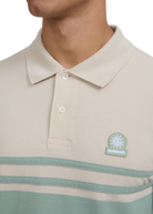 Contrast Stripe Appliqué Polo Shirt - Sage