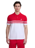 Contrast Stripe Appliqué Polo Shirt - Red