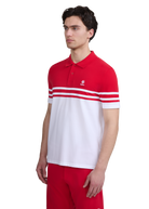 Contrast Stripe Appliqué Polo Shirt - Red