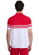 Contrast Stripe Appliqué Polo Shirt - Red