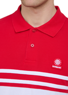 Contrast Stripe Appliqué Polo Shirt - Red