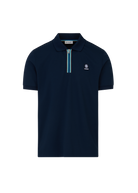 Tri-Colour Zip Polo Shirt - Navy