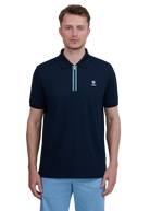 Tri-Colour Zip Polo Shirt - Navy