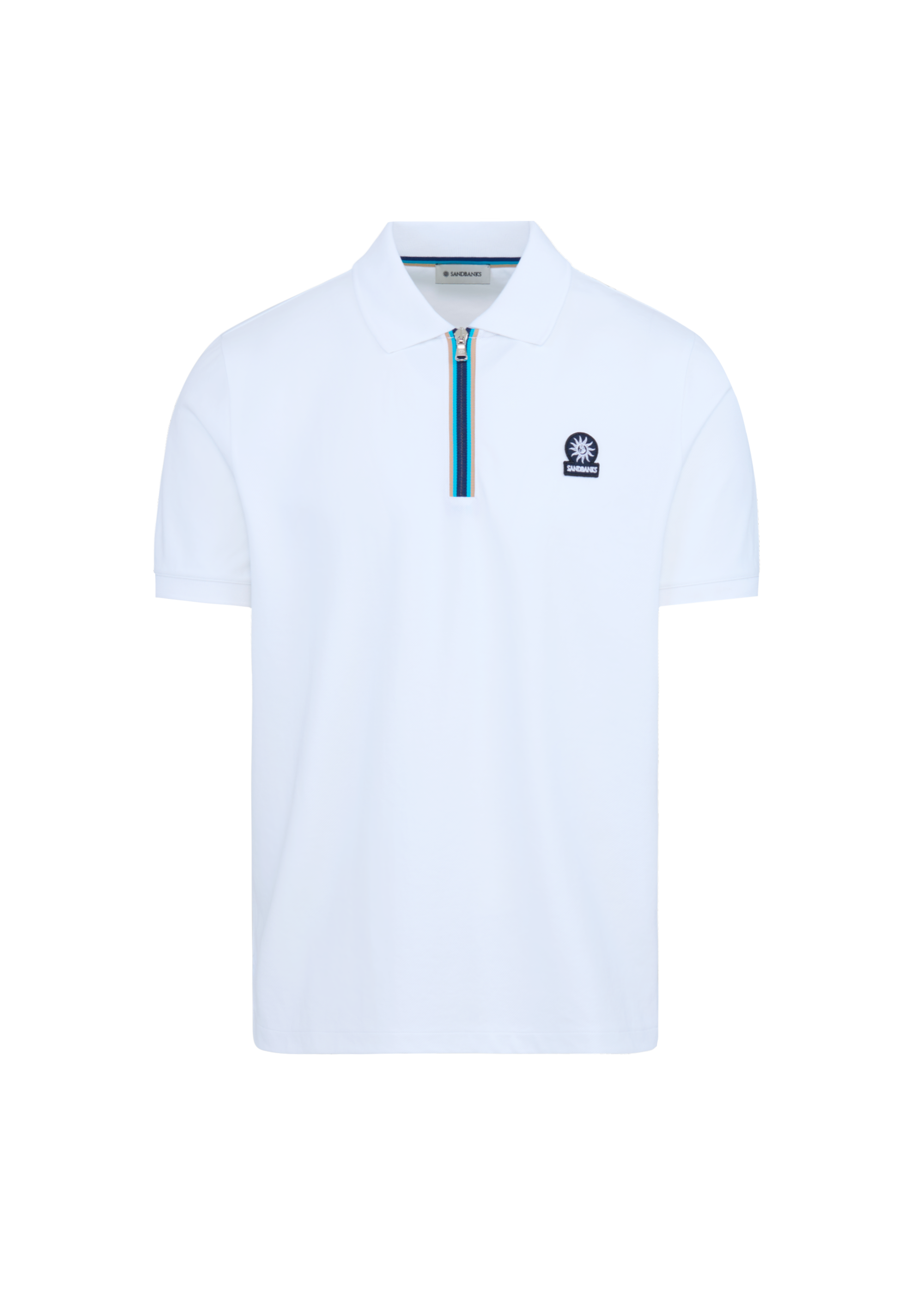Tri-Colour Zip Polo Shirt - White