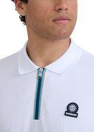 Tri-Colour Zip Polo Shirt - White