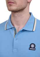 Sandbanks Stripe Tape Placket Polo - Dusty Blue