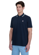 Sandbanks Stripe Tape Placket Polo - Navy
