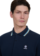 Sandbanks Stripe Tape Placket Polo - Navy