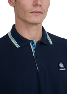 Sandbanks Stripe Tape Placket Polo - Navy