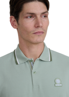 Sandbanks Stripe Tape Placket Polo - Sage