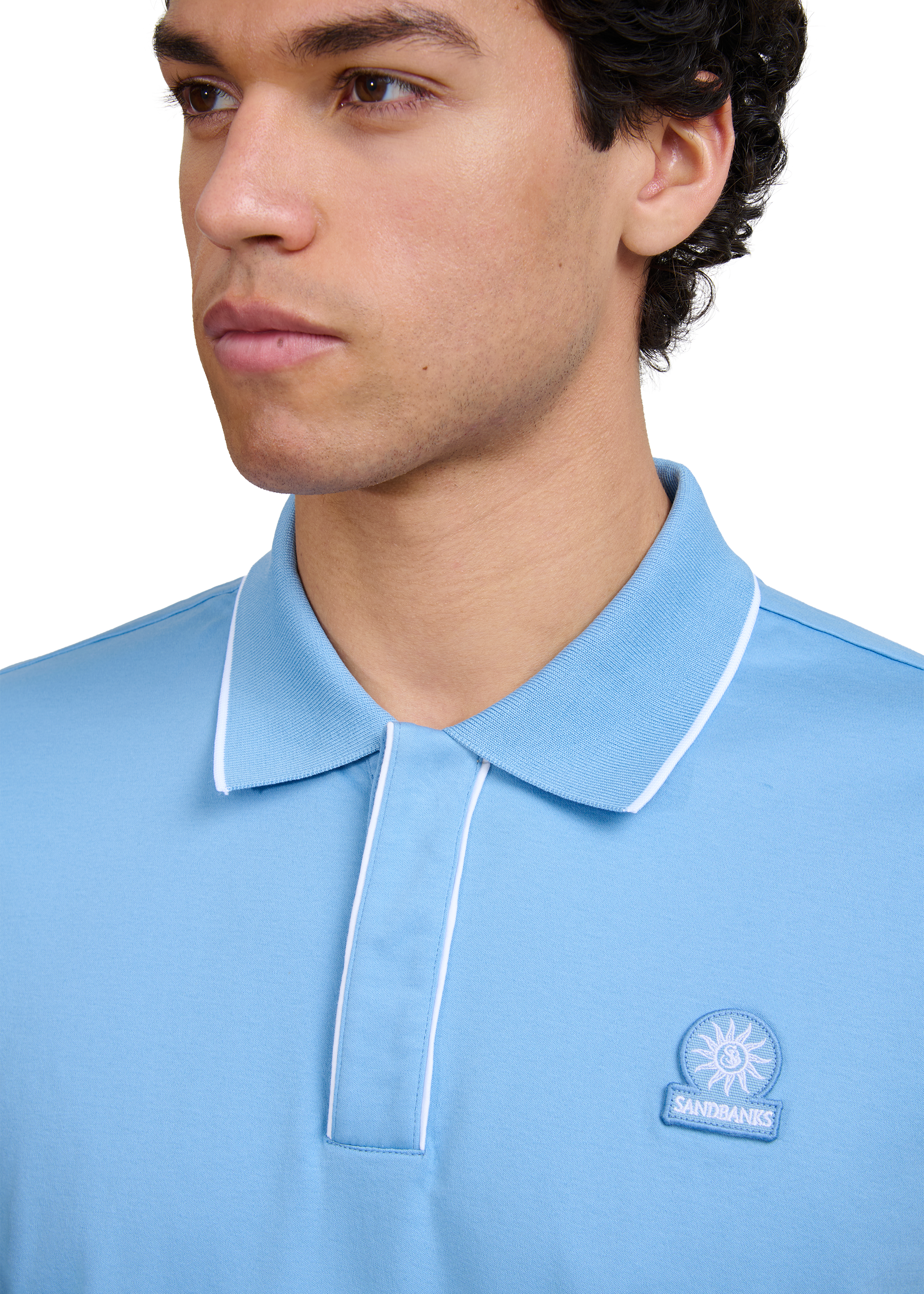 Contrast Piped Polo Shirt - Dusty Blue