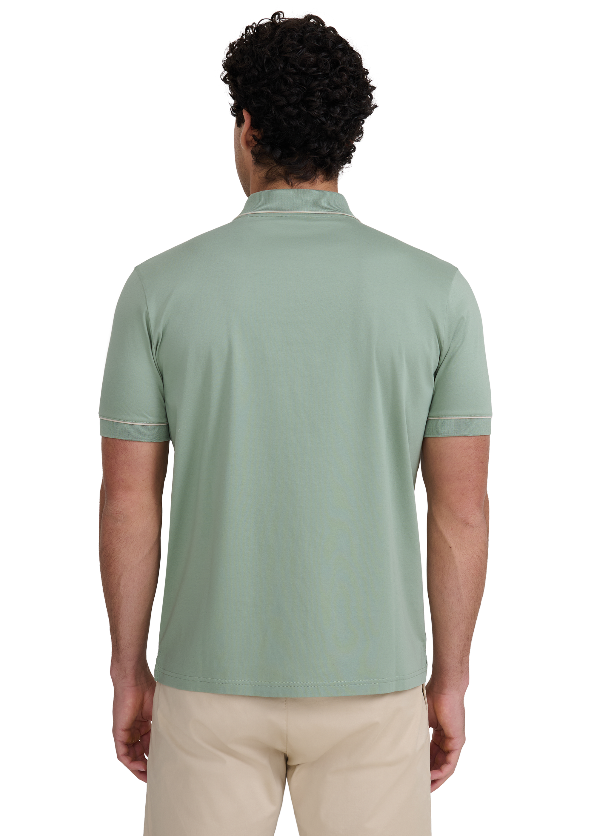 Contrast Piped Polo Shirt - Sage