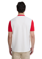 Contrast Sleeve and Collar Zip Polo Shirt - Red