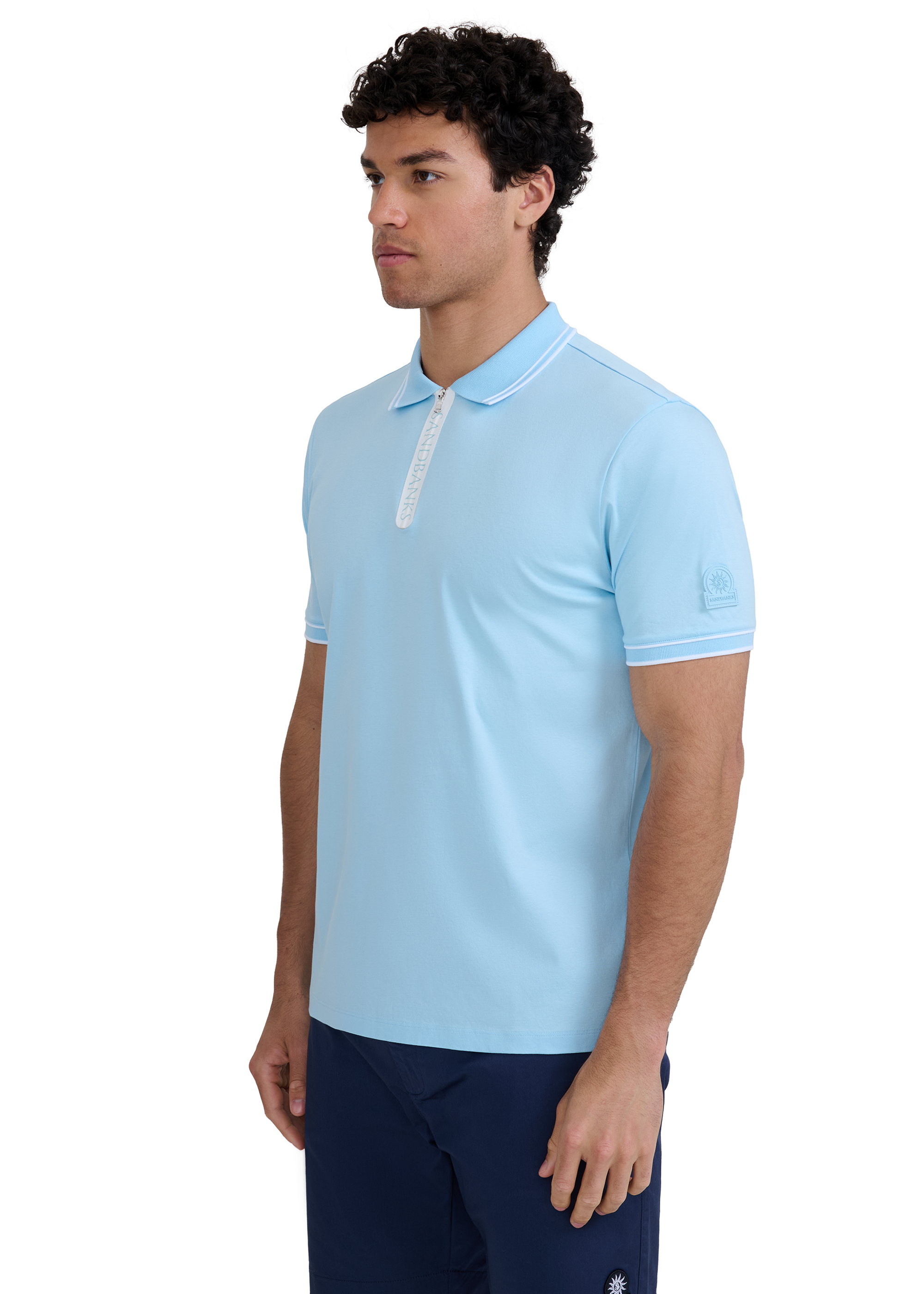 Silicone Zip Polo Shirt - Crystal Blue