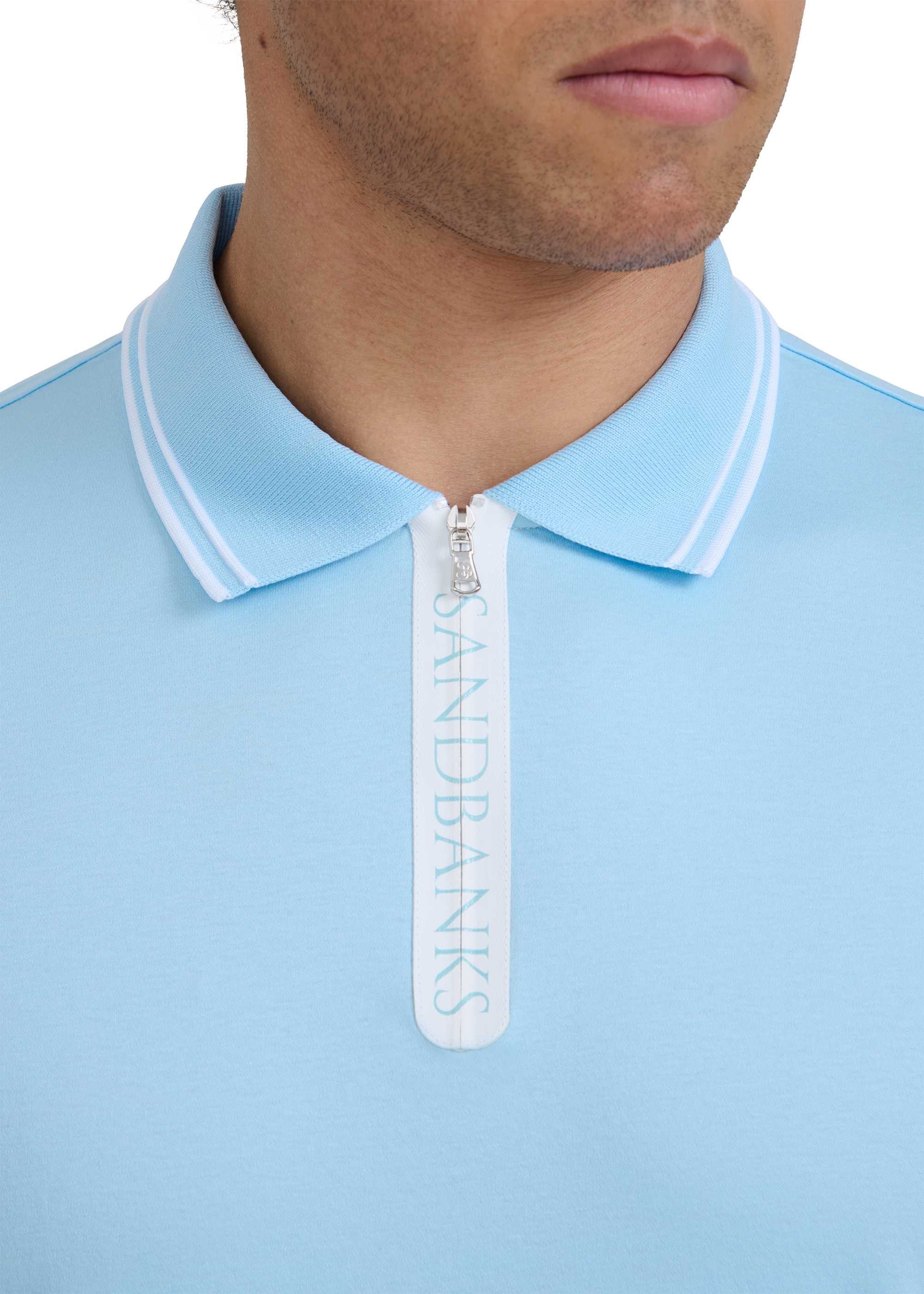 Silicone Zip Polo Shirt - Crystal Blue