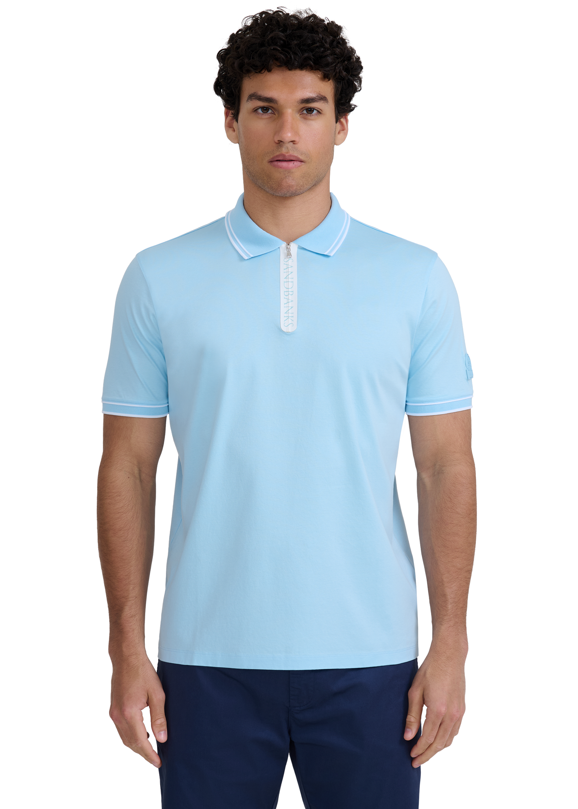 Silicone Zip Polo Shirt - Crystal Blue
