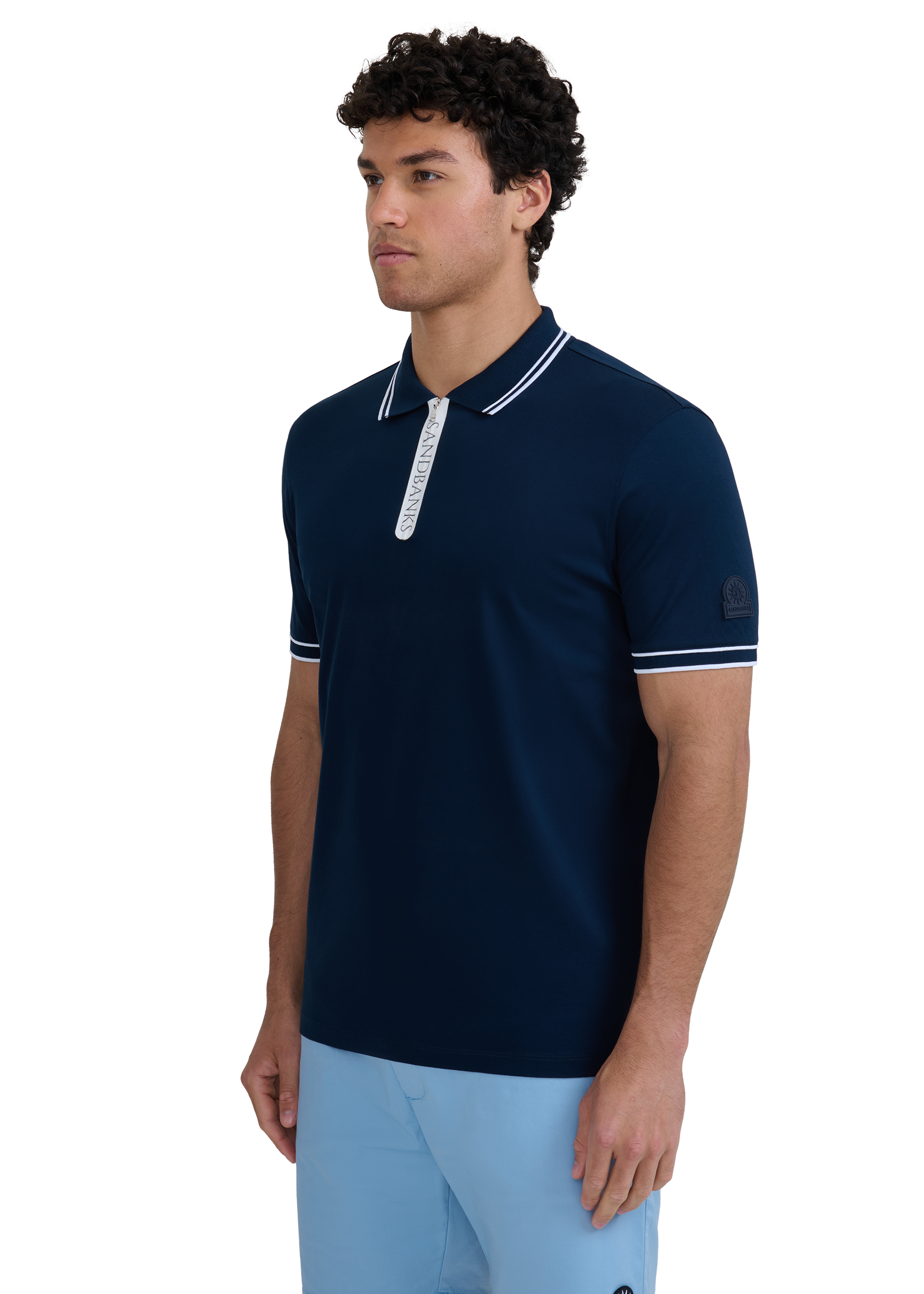 Silicone Zip Polo Shirt - Navy