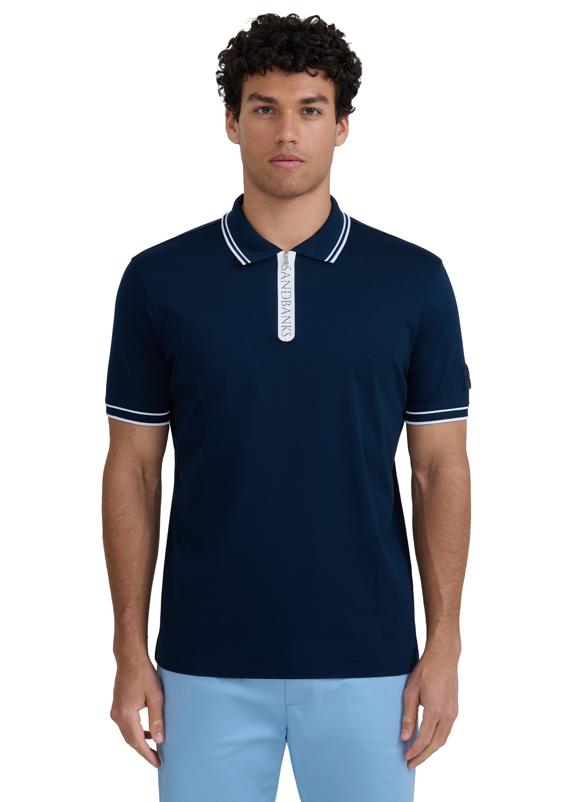 Silicone Zip Polo Shirt - Navy