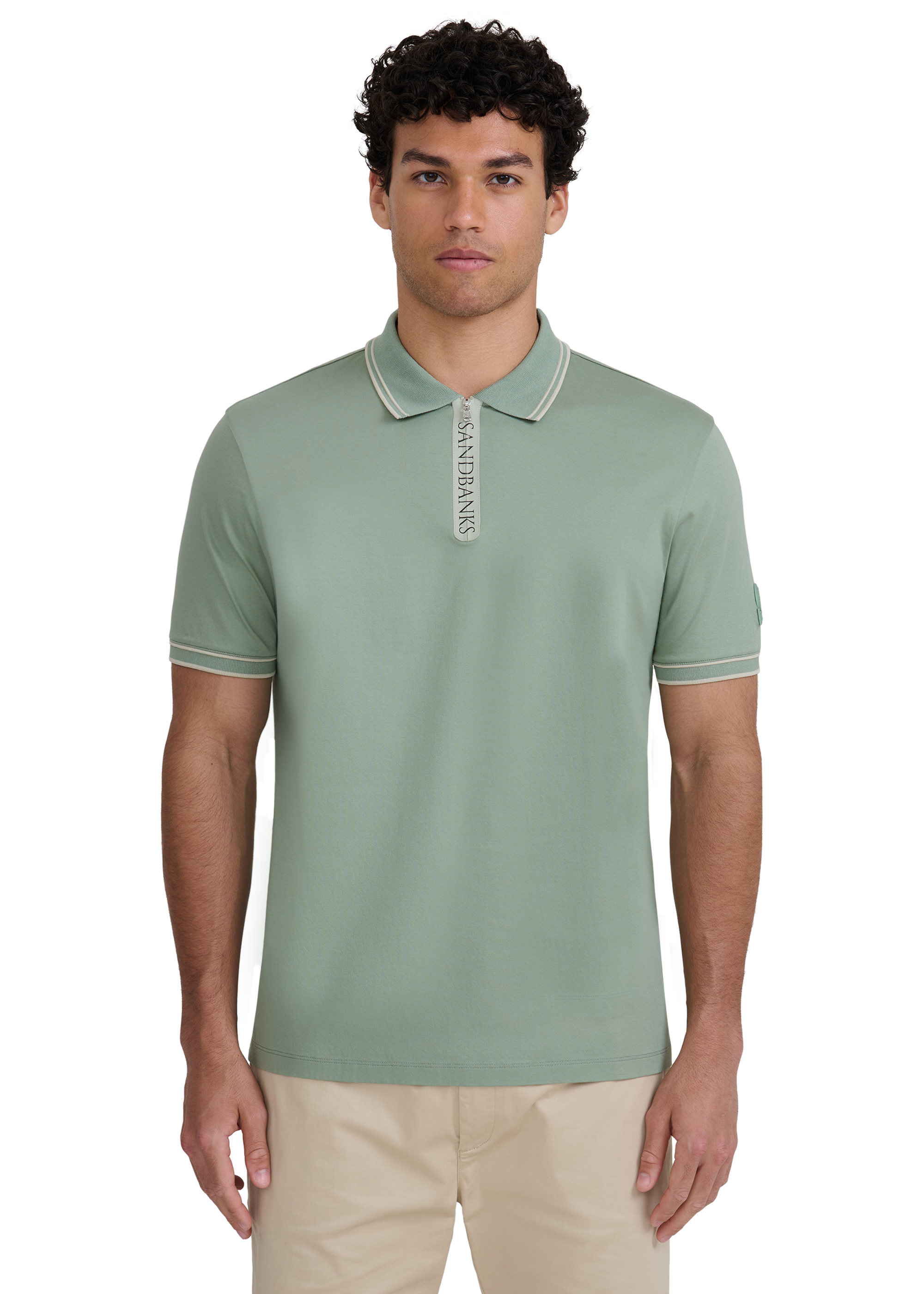 Silicone Zip Polo Shirt - Sage