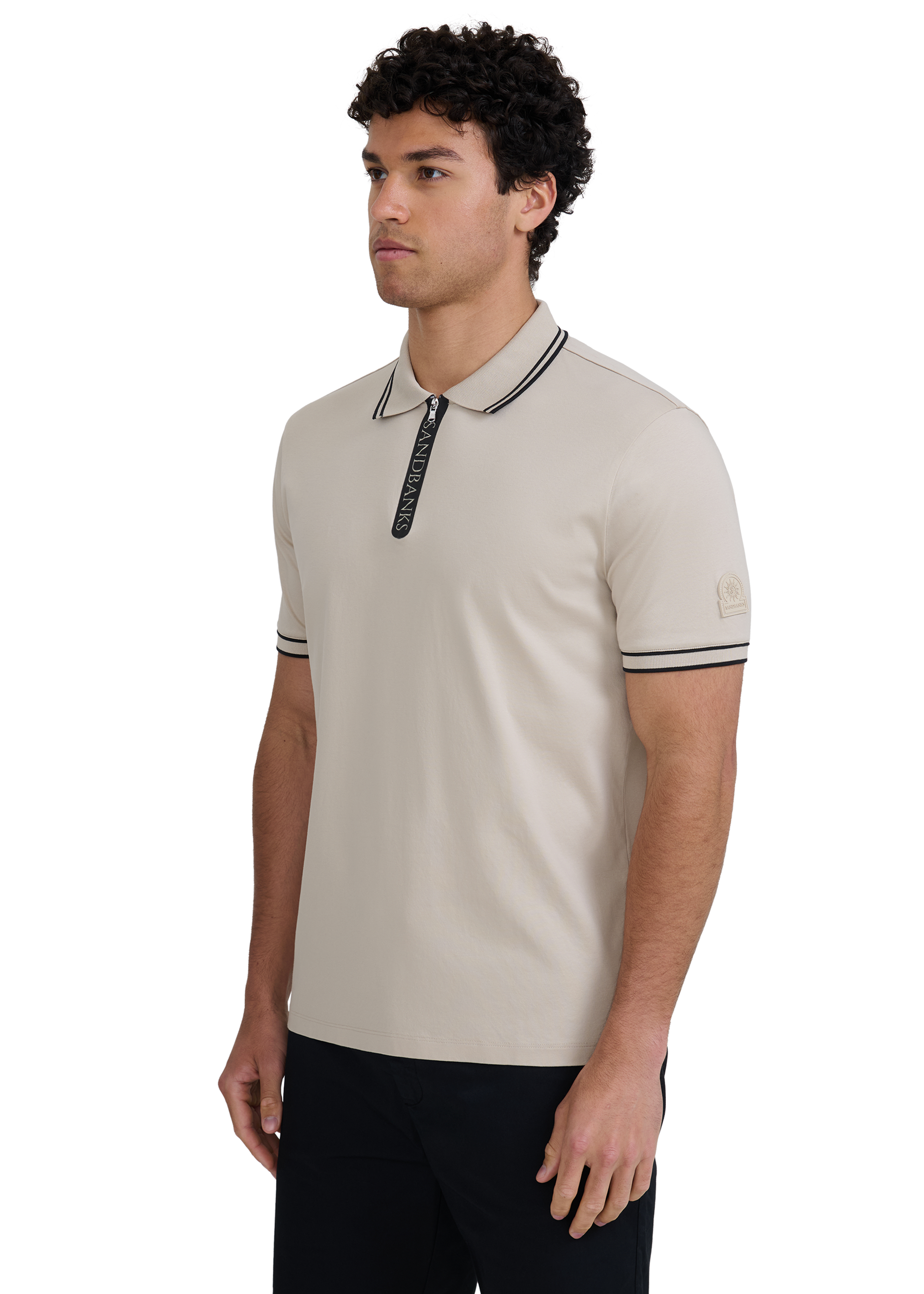 Silicone Zip Polo Shirt - Stone