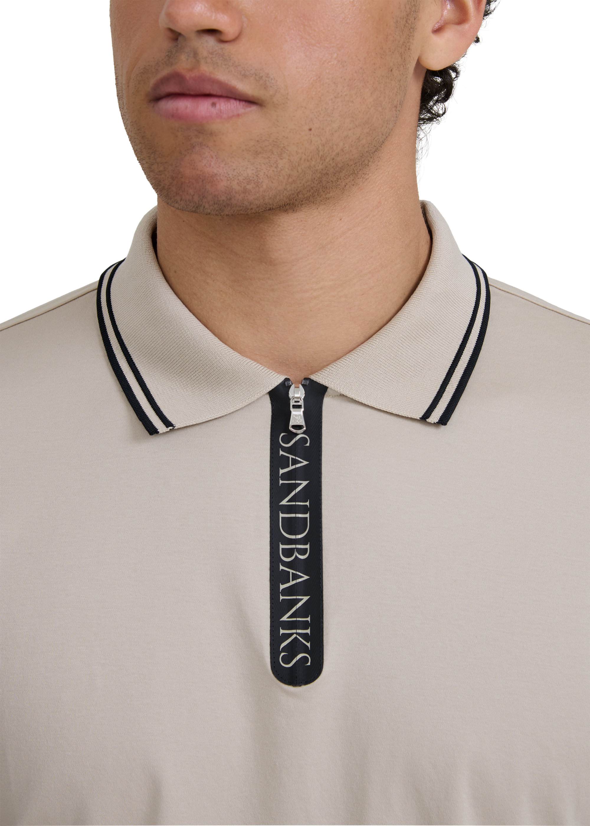 Silicone Zip Polo Shirt - Stone