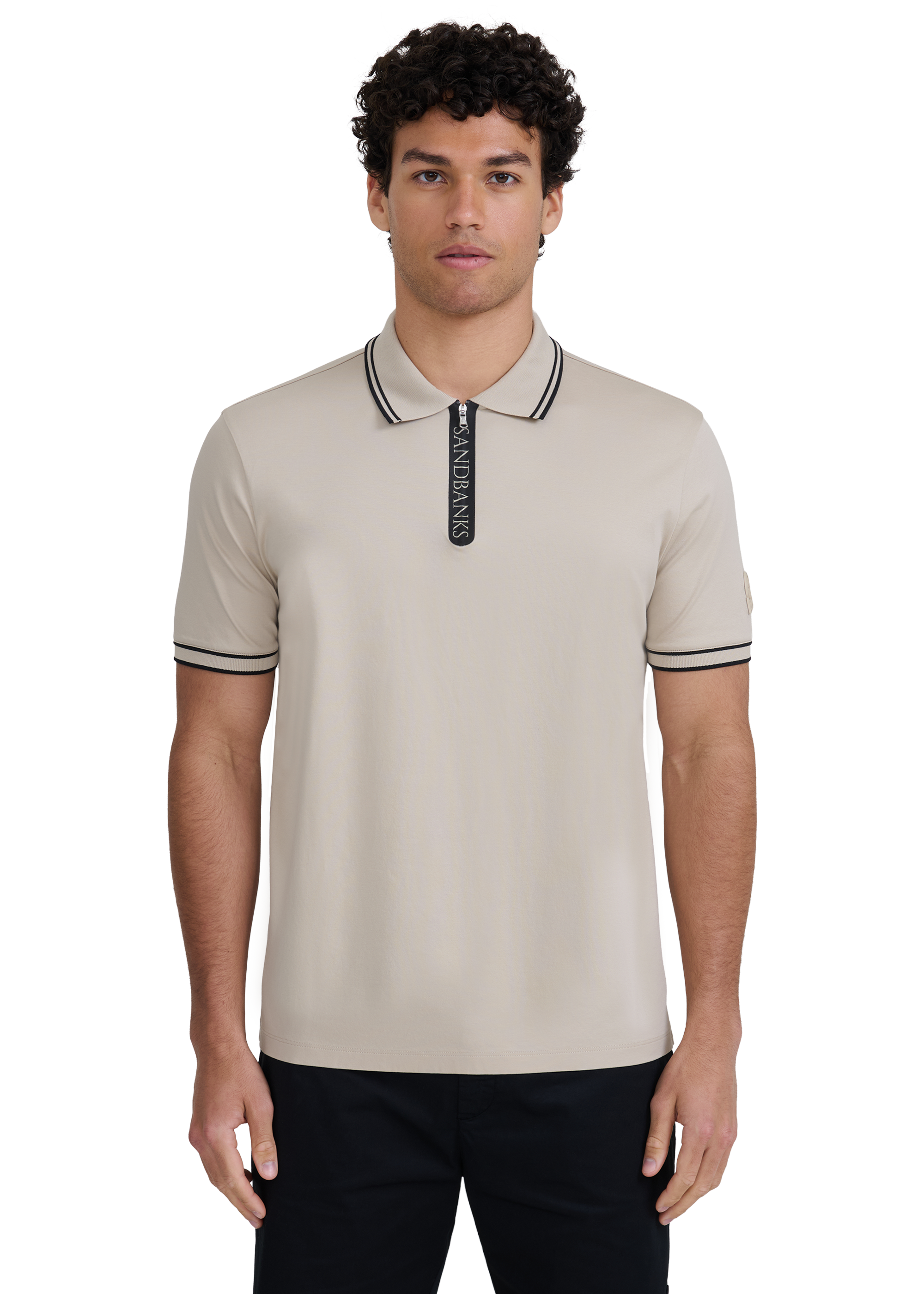 Silicone Zip Polo Shirt - Stone