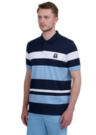 Sandbanks Mercerised Stripe Polo - Navy