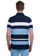 Sandbanks Mercerised Stripe Polo - Navy