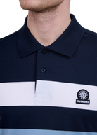 Sandbanks Mercerised Stripe Polo - Navy