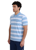 Stripe Pocket Cotton Polo Shirt - Dusty Blue