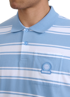 Stripe Pocket Cotton Polo Shirt - Dusty Blue