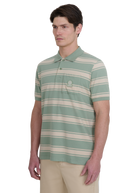 Stripe Pocket Cotton Polo Shirt - Sage