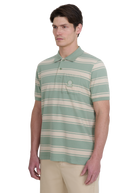 Stripe Pocket Cotton Polo Shirt - Sage