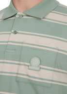 Stripe Pocket Cotton Polo Shirt - Sage