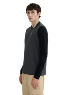 Long Sleeve Colour Block Zip Polo Shirt - Anthracite