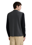 Long Sleeve Colour Block Zip Polo Shirt - Anthracite
