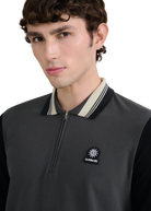 Long Sleeve Colour Block Zip Polo Shirt - Anthracite