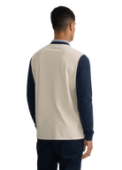 Long Sleeve Colour Block Zip Polo Shirt - Stone
