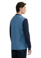 Long Sleeve Colour Block Zip Polo Shirt - Teal